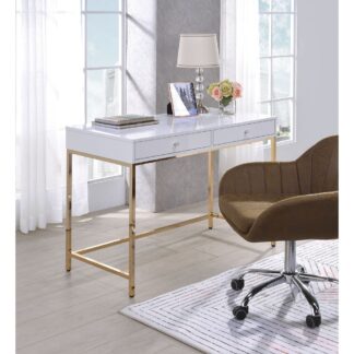 White and Gold Boho desk