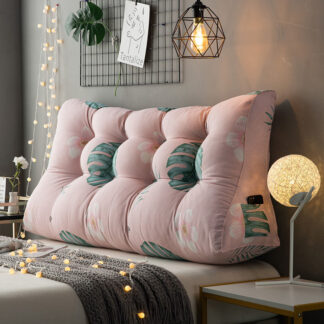 Pink Boho Lumber Pillow Monstera Pattern