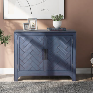 Coastal Blue Console Table Navy Blue Accent Storage Cabinet